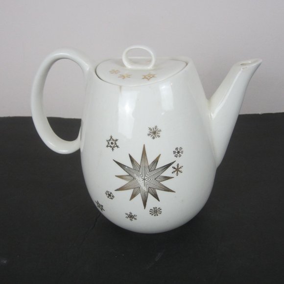 Ceramic Christmas Atomic Star Snowflakes Teapot - Picture 2 of 7